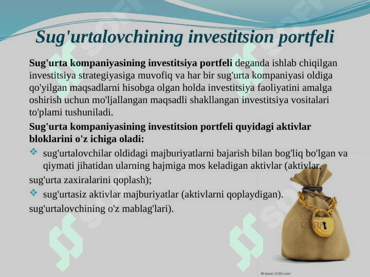 Sug'urta kompaniyalarining investitsion faoliyati 8