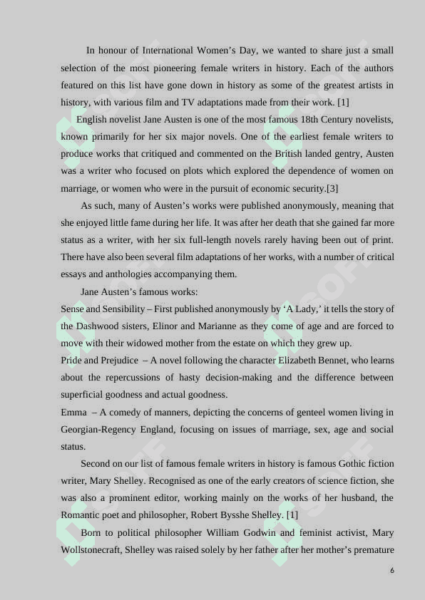 WOMEN WRITERS IN ENGLISH LITERATURE 6