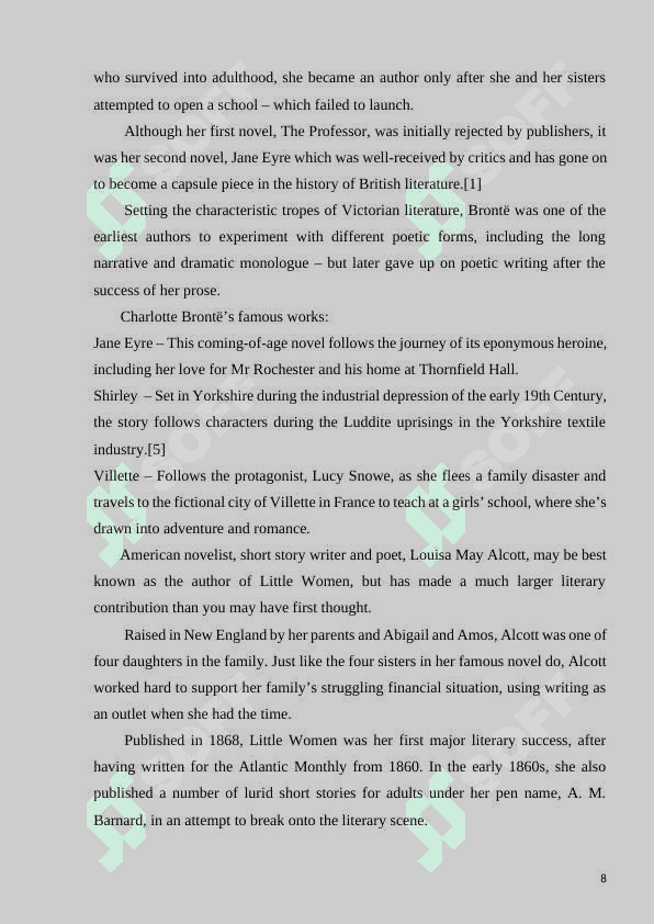 WOMEN WRITERS IN ENGLISH LITERATURE 8