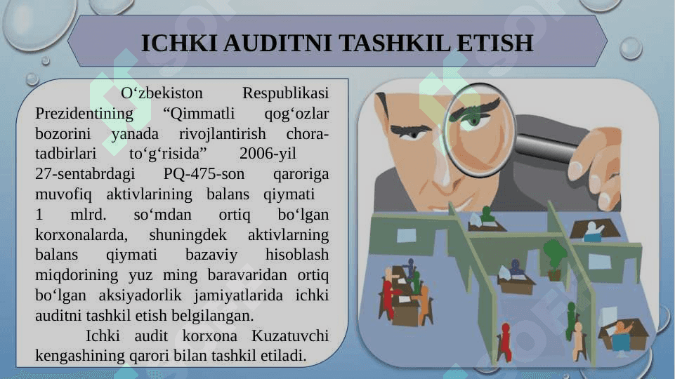 Ichki audit xizmati xodimlari malakasini sertifikatlashning O’zbekiston tajribasi 2