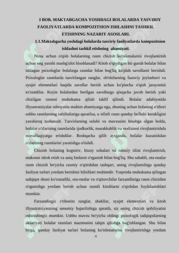 Maktabgacha yoshdagi bolalarda badiiy va xayoliy fikrlashni rivojlantirish turli xil badiiy materyallardan kampozitsion  foydalanish 4