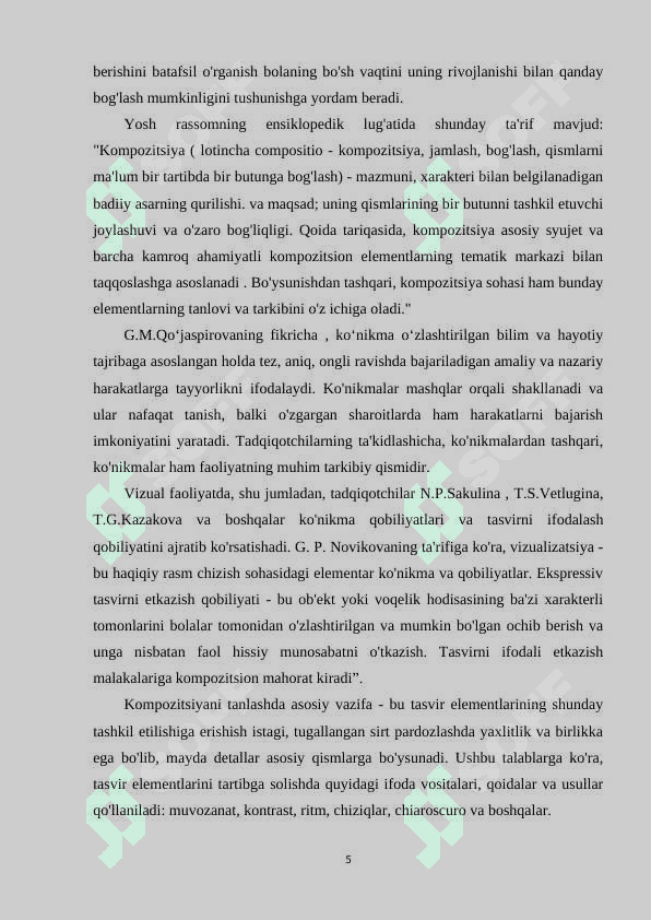 Maktabgacha yoshdagi bolalarda badiiy va xayoliy fikrlashni rivojlantirish turli xil badiiy materyallardan kampozitsion  foydalanish 5