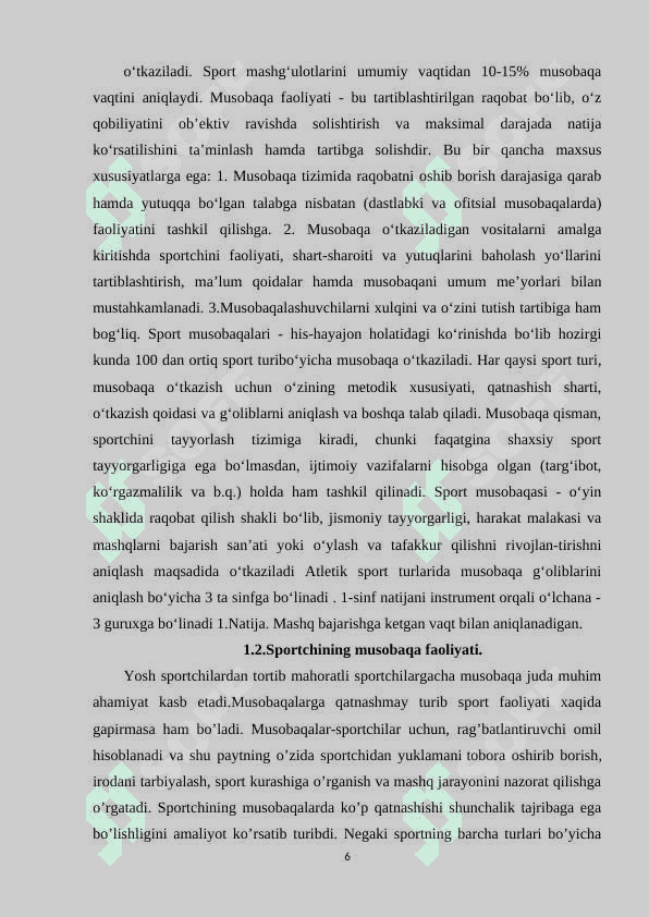 MUSOBAQALARGA TAYYORLASH VA TANLASH 6