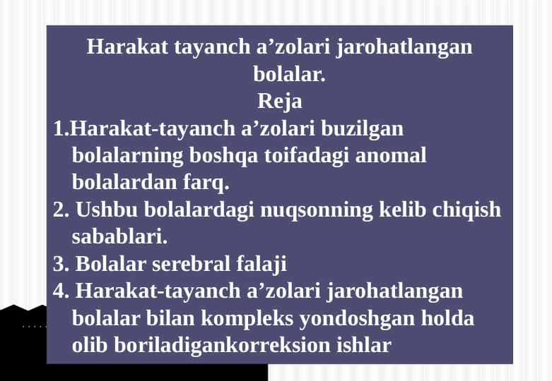 Harakat tayanch a’zolari jarohatlangan bolalar 1