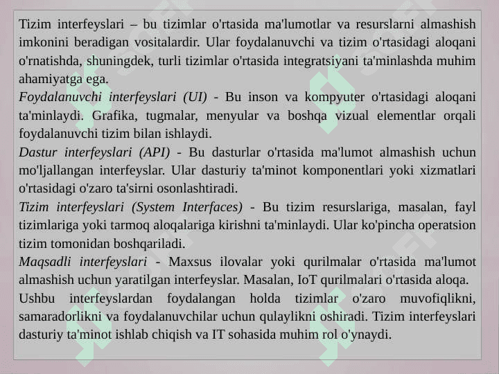 Tizim interfeyslari va shinalarni tashkil etilishi 3