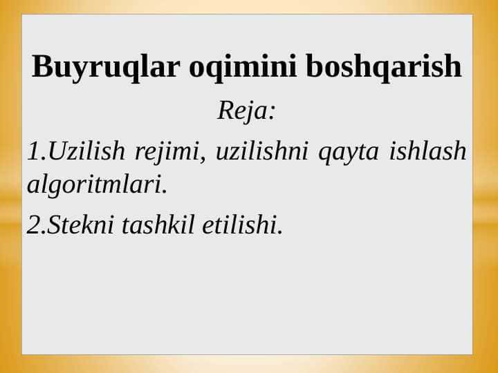 Buyruqlar oqimini boshqarish 1