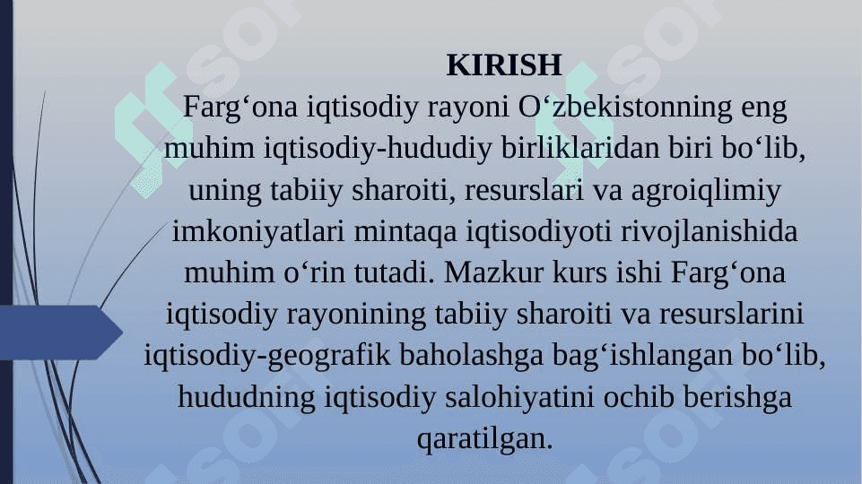 FARG’ONA IQTISODIY RAYONI TABIIY SHAROITI VA RESURSLARINI IQTISODIY GEOGRAFIK BAHOLASH 3
