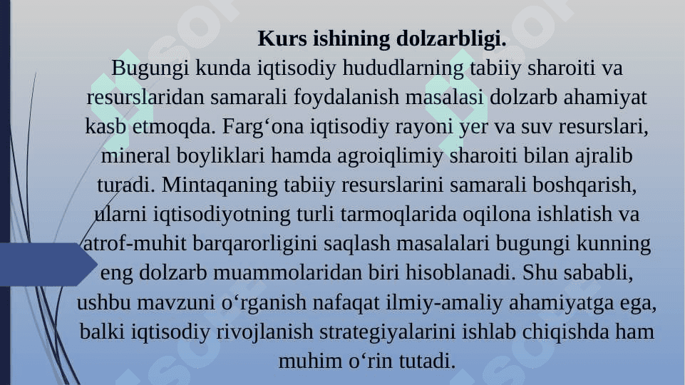 FARG’ONA IQTISODIY RAYONI TABIIY SHAROITI VA RESURSLARINI IQTISODIY GEOGRAFIK BAHOLASH 4