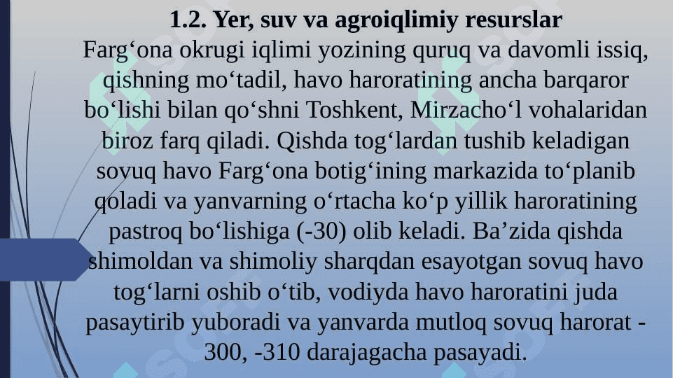 FARG’ONA IQTISODIY RAYONI TABIIY SHAROITI VA RESURSLARINI IQTISODIY GEOGRAFIK BAHOLASH 7