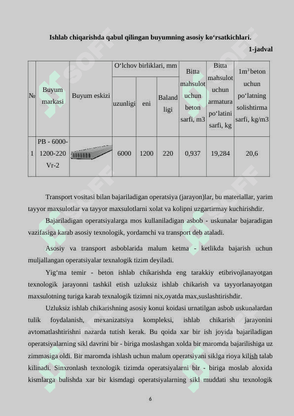 stend usulida sanoat binolari uchun orayopma plitalari ishlab chiqarish korxonasini loyihalash. 6