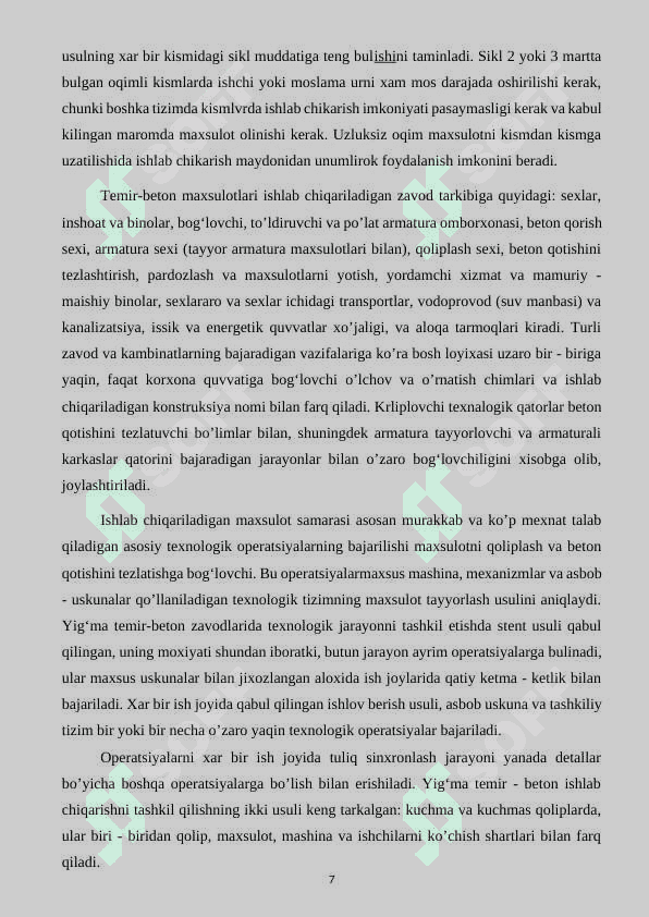stend usulida sanoat binolari uchun orayopma plitalari ishlab chiqarish korxonasini loyihalash. 7