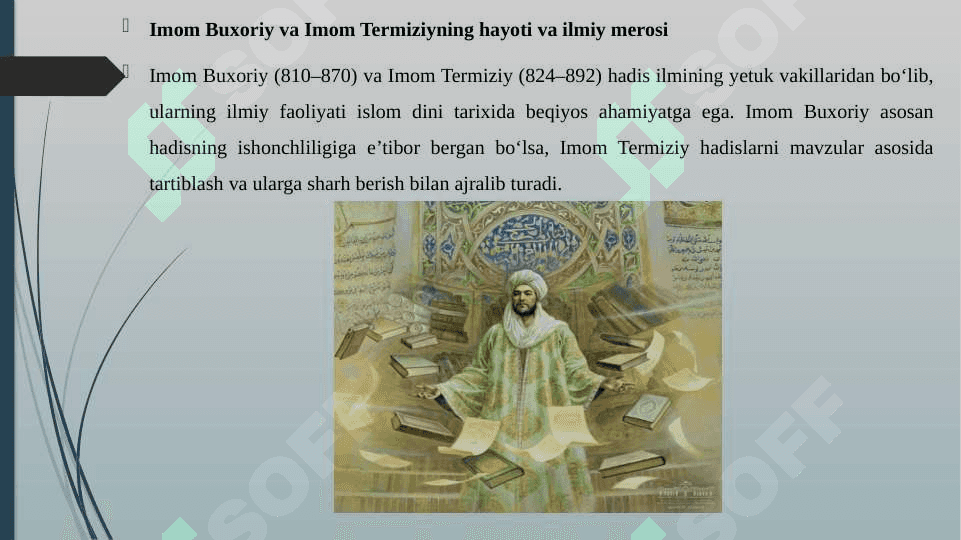 IMOM BUXORIY VA IMOM TERMIZIYNING HADIS ILMIGA QO’SHGAN HISSALARINI QIYOSIY TAHLILI 3