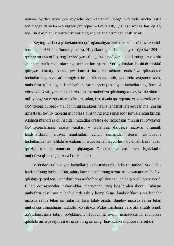 O'RTA OSIYO MILLIY BOG’LARI VA QO’RIQXONALARI 7