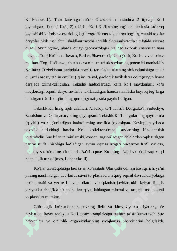 O’ZBEKISTON HUDUDIDAGI KO'LLAR. 4