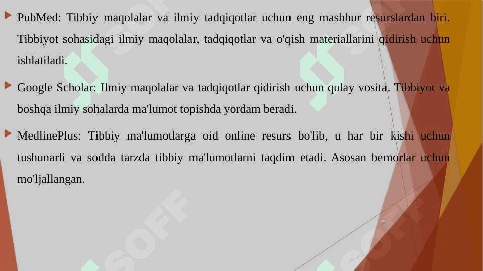 TIBBIY RESURSLARNI QIDIRISH VA ULARDAN FOYDALANISH BOʻYICHA ENG SODDA DASTURLARDAN FOYDALANISH 3