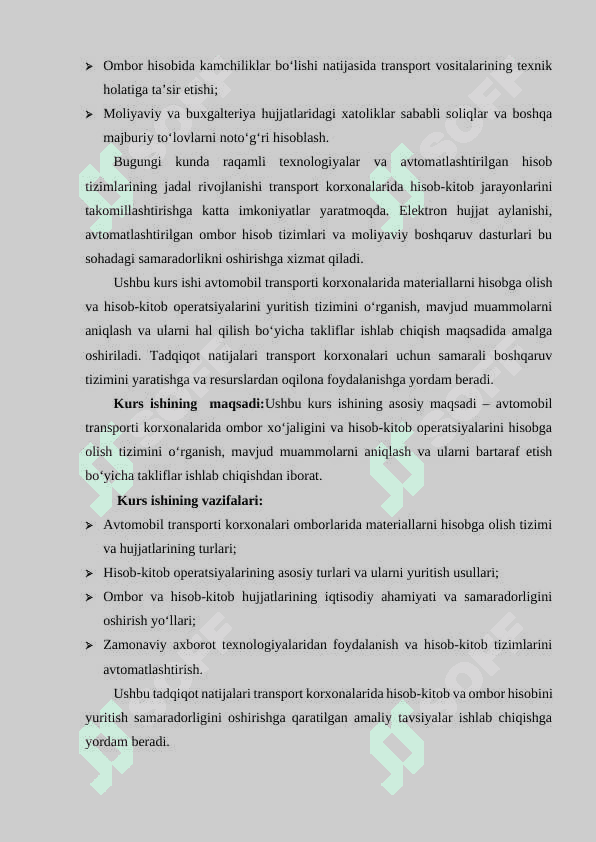 AVTOMOBIL TRANSPORTI KORXONALARI OMBORLARIDA MATERIALLARNI HISOBGA OLISH HUJJATLARI VA AVTOMOBIL TRANSPORTI KORXONALARIDA HISOB-KITOB OPERATSIYALARINI HISOBGA OLISH 3