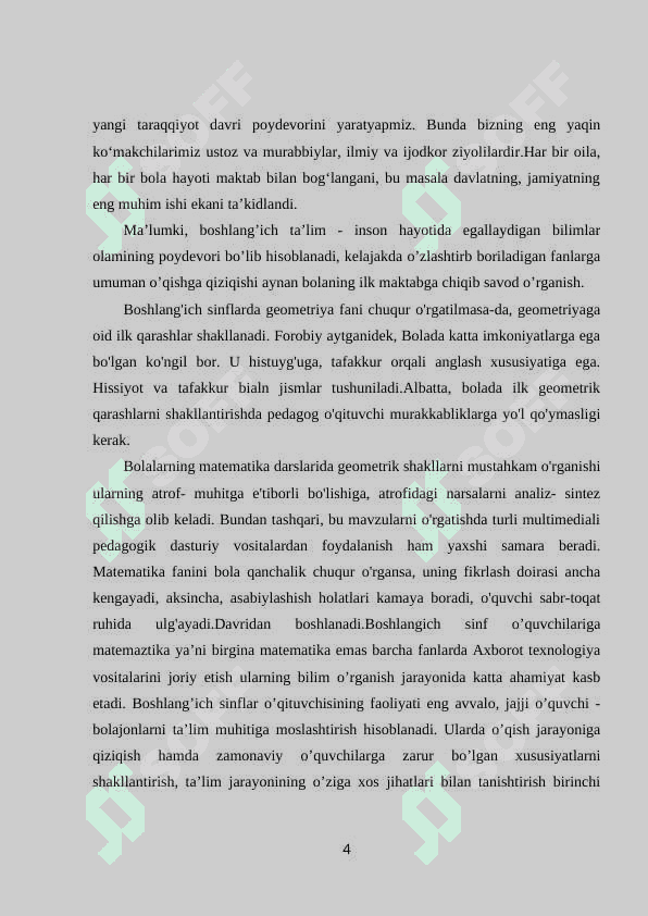 BOSHLANG‘ICH SINFLARDA FAZOVIY SHAKLLARNI  O‘RGATISH METODIKASI 3