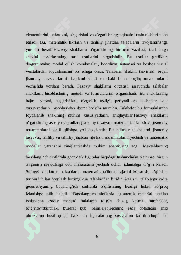BOSHLANG‘ICH SINFLARDA FAZOVIY SHAKLLARNI  O‘RGATISH METODIKASI 5
