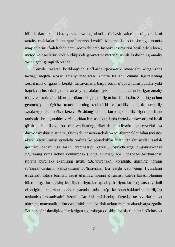 BOSHLANG‘ICH SINFLARDA FAZOVIY SHAKLLARNI  O‘RGATISH METODIKASI 6