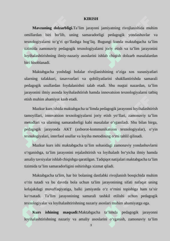 MAKTABGACHA TA'LIM PEDAGOGIK JARAYONNI LOYIXALASHTIRISHDA TEXNOLOGIYALAR VA LOYIHALASHTIRISHNING NAZARIY ASOSLARI. 3
