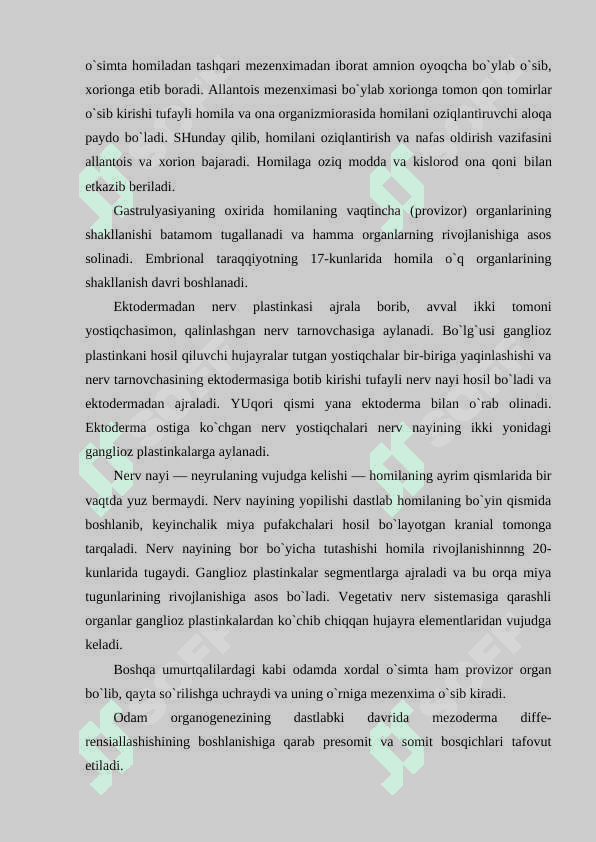 Embrional taraqqiyot 8