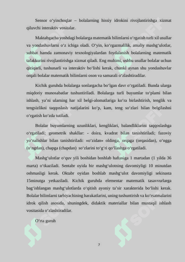 MAKTABGACHA YOSHDAGI BOLALALARNI RIVOJLANTIRISHDA MATEMATIK BILIMLARNING RO'LI 7