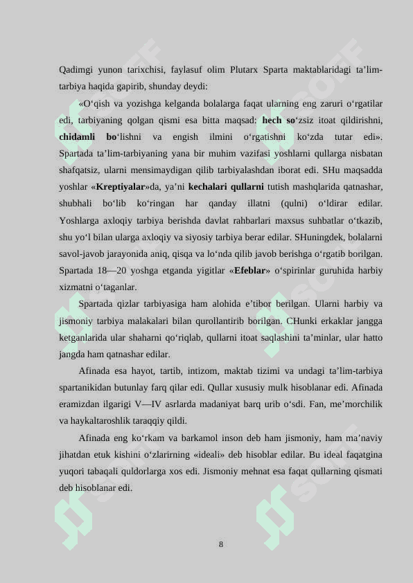 QADIMGI YUNON VA RIM MUTAFAKKIRLARINING OILA TARBIYASI HAQIDAGI QARASHLARI 8