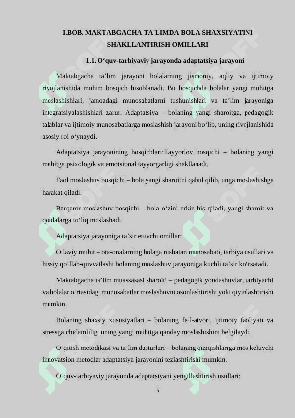 TA'LIM JARAYONIDA BOLA SHAXSINI RIVOJLANISHI VA O'QUV-TARBIYAVIY JARAYONDA ADAPTATSIYA 5