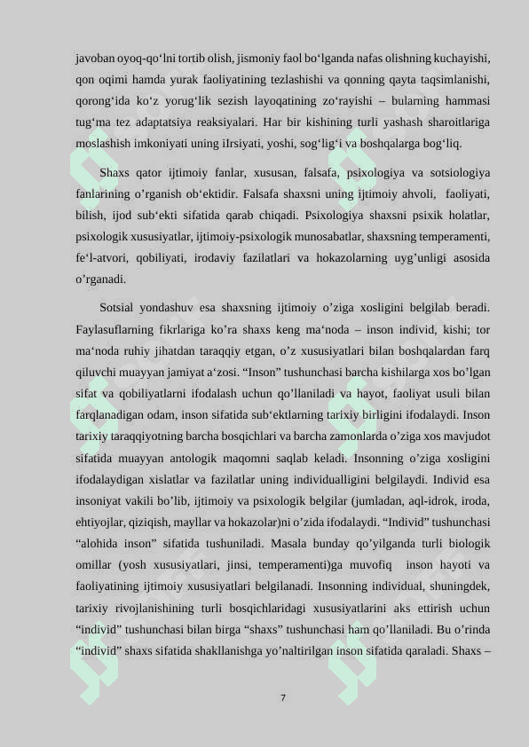 TA'LIM JARAYONIDA BOLA SHAXSINI RIVOJLANISHI VA O'QUV-TARBIYAVIY JARAYONDA ADAPTATSIYA 7