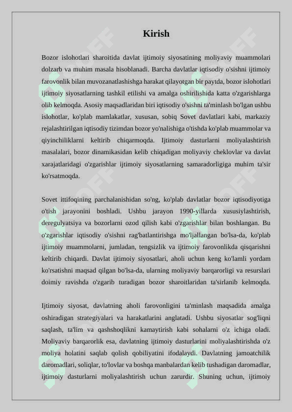 Bozor islohotlari sharoitida davlat ijtimoiy siyosatining moliyaviy muammolari 2
