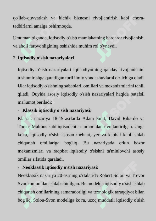 Iqtisodiy o’sishni rag’batlantiruvchi  222 5