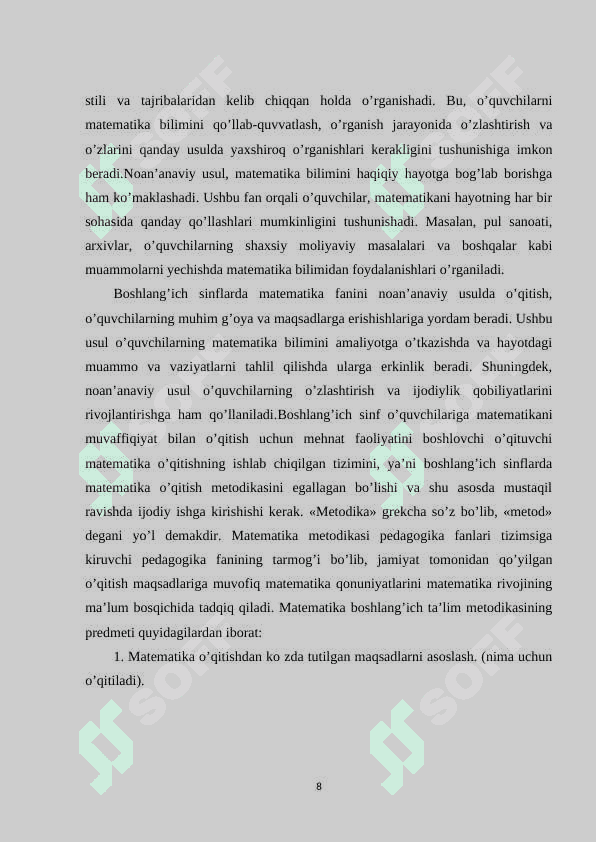 BOSHLANG’ICH SINFLARDA MATEMATIKA FANINI NOAN’ANAVIY USULDA O’QITISH 7