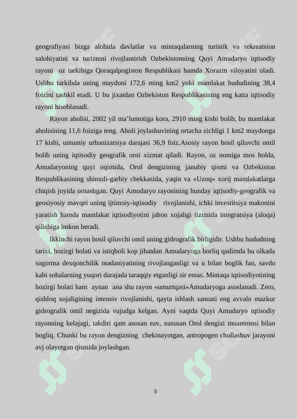 Quyi Amudaryo iqtisodiy rayonida turizm va rekratsiya sohalarining tuzilishi 5