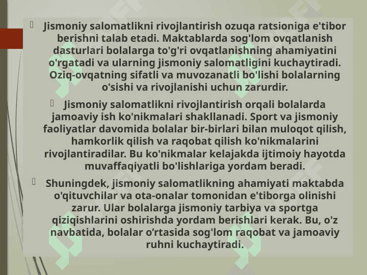 Bolalarni maktabga tayyorlashda salomatlik va jismoniy rivojlanganlikning ahamiyati. 3