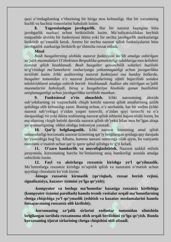 Ichki nazorat tizimini baxolash 4