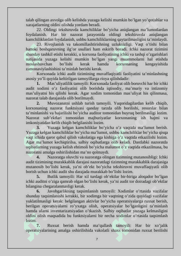 Ichki nazorat tizimini baxolash 7