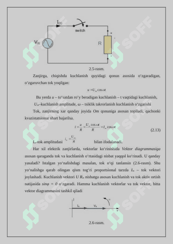 Bir fazali o’zgaruvchan tok zanjirlari. 7