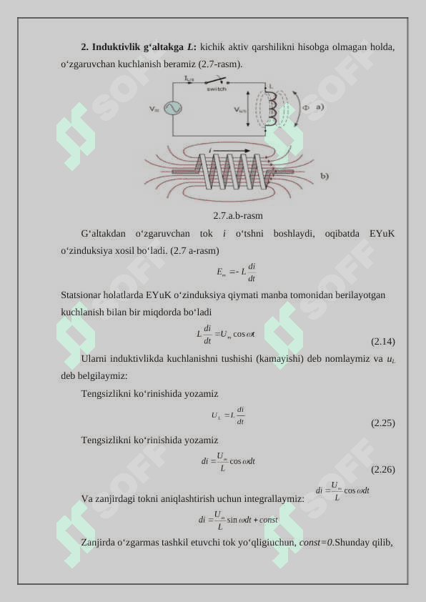 Bir fazali o’zgaruvchan tok zanjirlari. 8
