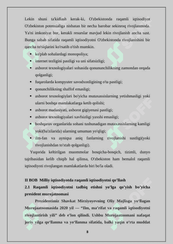 Milliy iqtisodiyotda raqamli iqtisodiyotni qo’llash 8