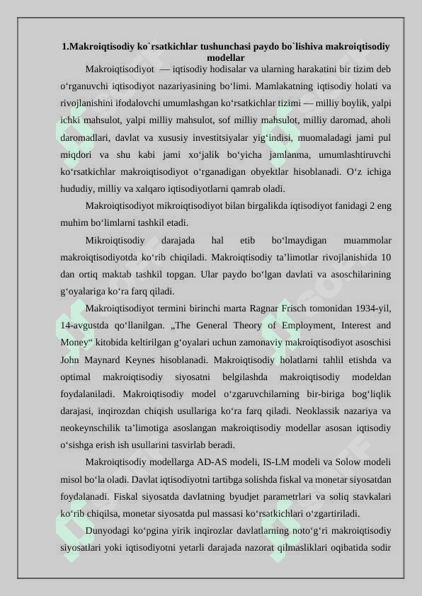Milliy xisoblash tizimidagi asosiy makroiqtisodiy ko’rsatkichlar 5