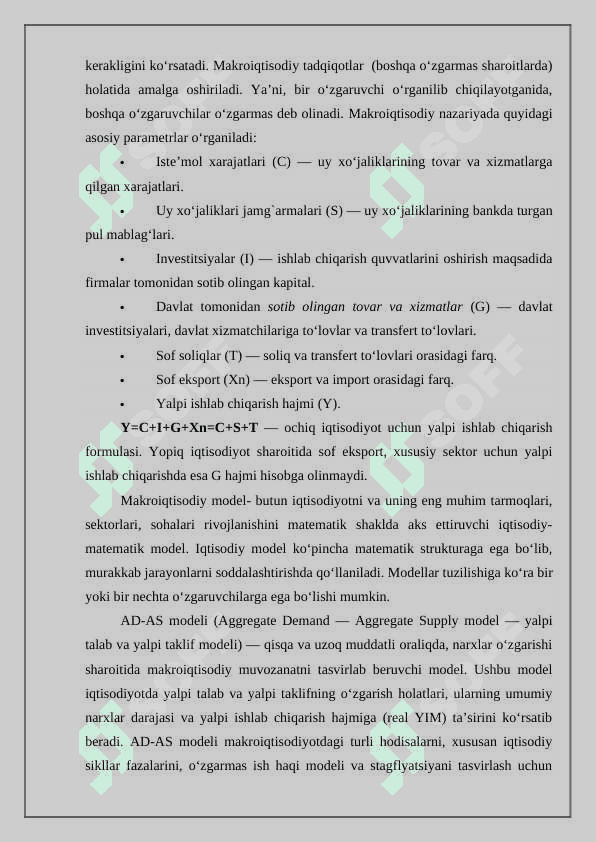 Milliy xisoblash tizimidagi asosiy makroiqtisodiy ko’rsatkichlar 7