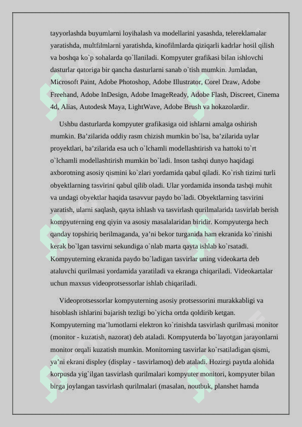 Kompyuter grafikasi rivojlanish tarixi. 4