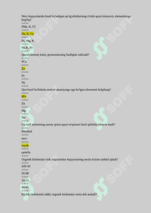 BIOLOGIYA TEST 2