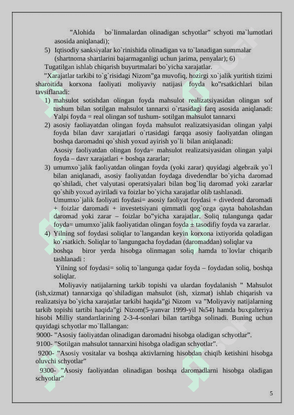 moliyaviy natijalar hisobi 5