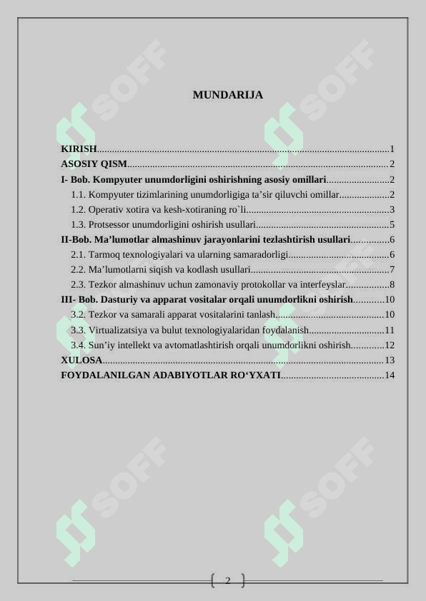 Kompyuterlarda malumotlar almashinuv jarayonlarini tezlashtirish va kompyuterni unumdorligini oshirish yollari 2