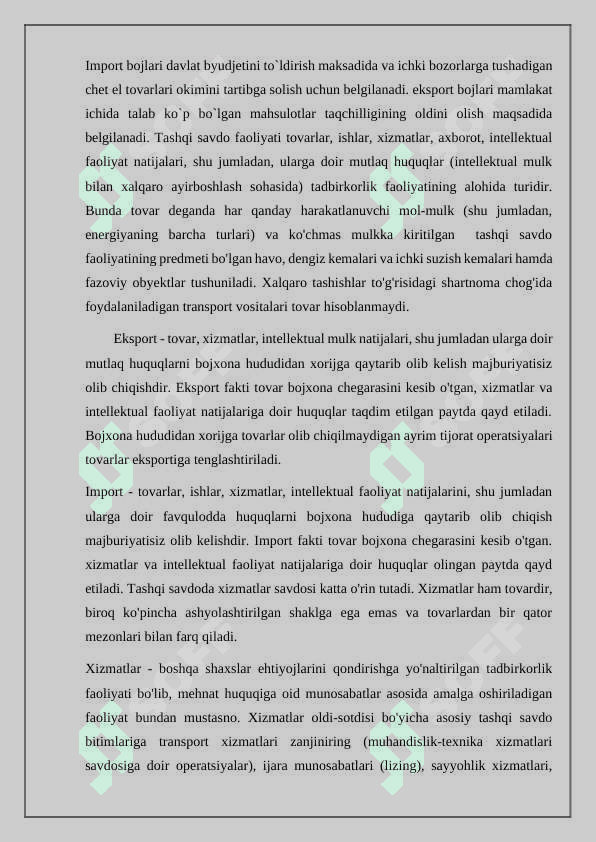 O`zbekistonning tashqi savdo siyosatining ustuvor yo`nalishlari. 7