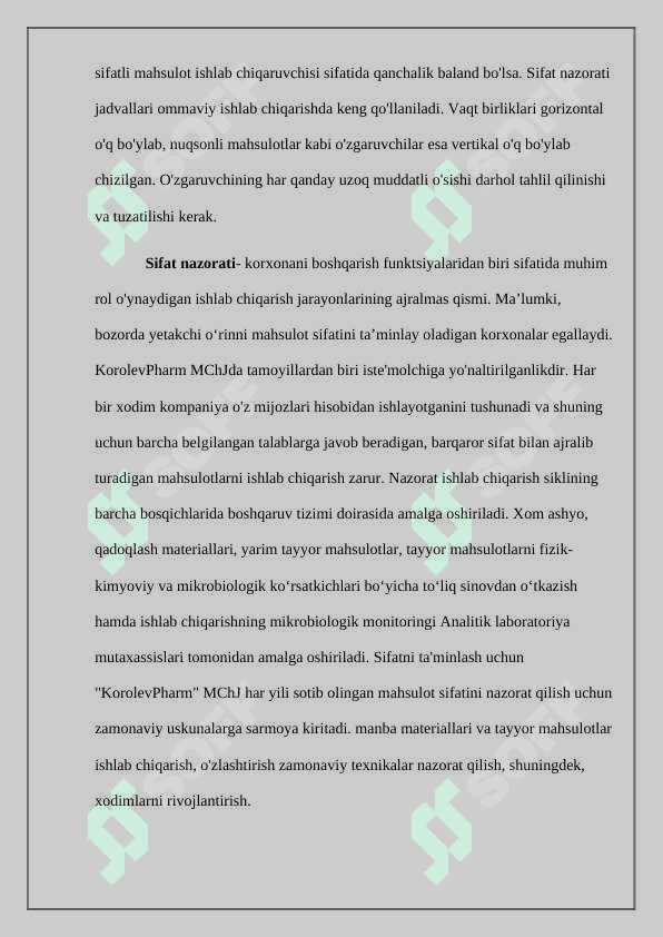 Mahsulot sifatini nazorat qilish sxemasi. 3