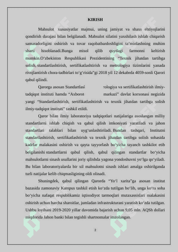 Mahsulotlarning sifatini nazorat qilish 2