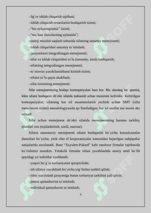 Mahsulotlarning sifatini nazorat qilish 6