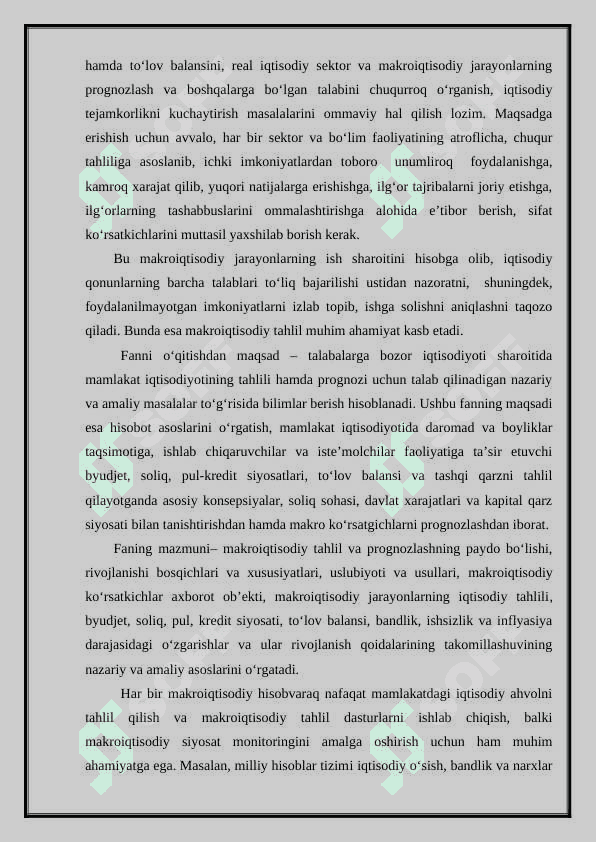 Makroiqtisodiyot jarayonlarini tahlil qiilish va prognozlash. 4